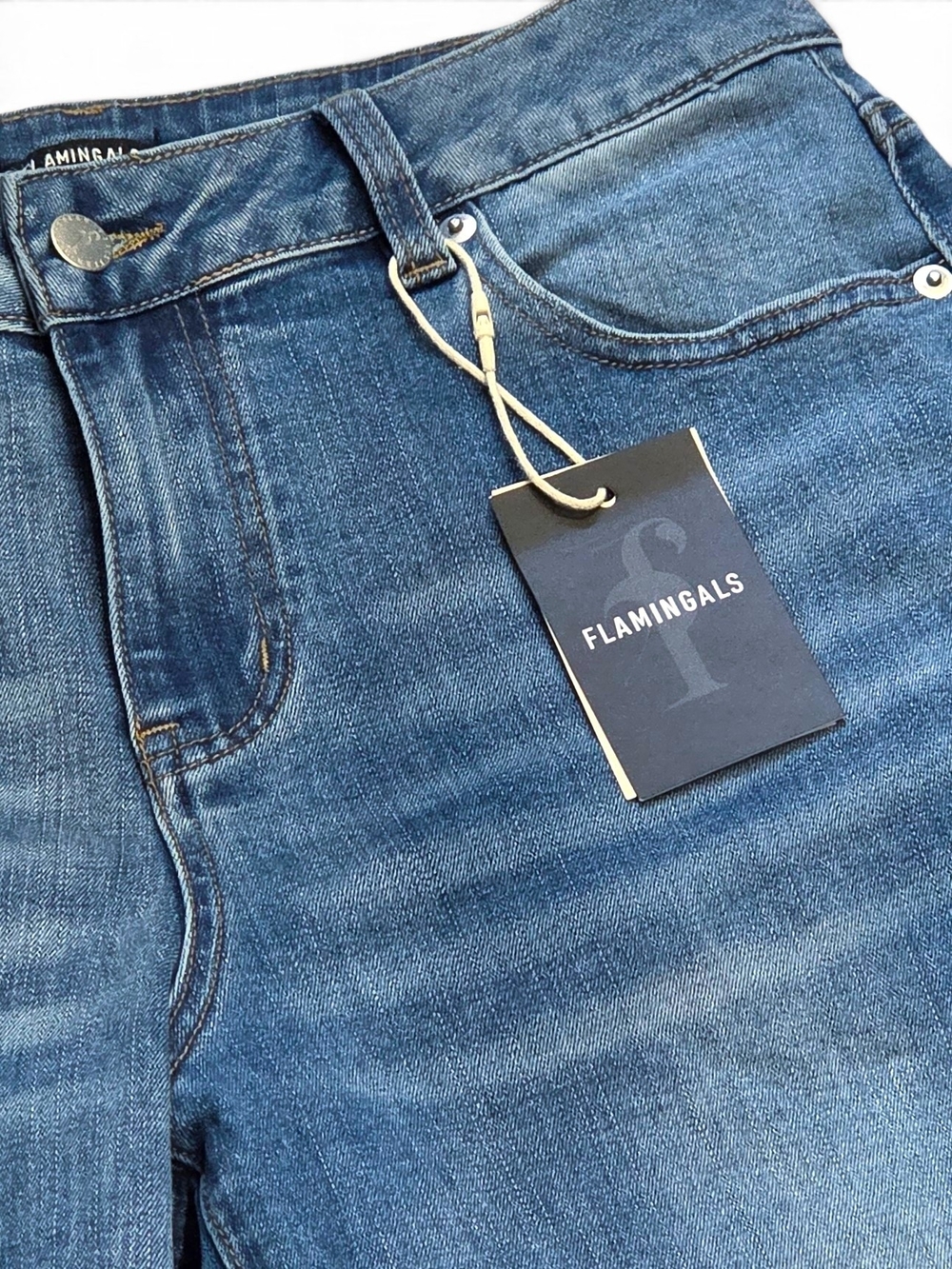 NWT Flamingals Floral Embroidered Wide Leg Jeans Medium Blue High Waisted Boho - Picture 8 of 14